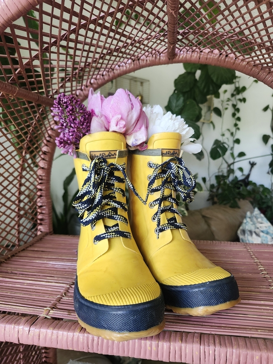 Windriver Shoes - Yellow Waterproof Lace-Up Rain Boots By WindRiver 7.5